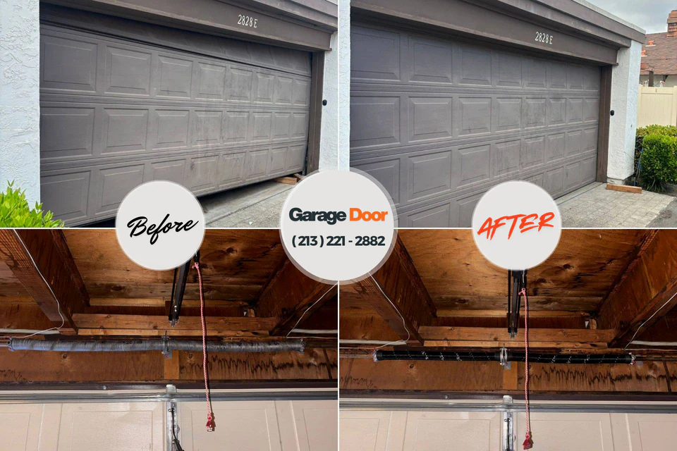 Before and after: garage door repair Glenpool, OK